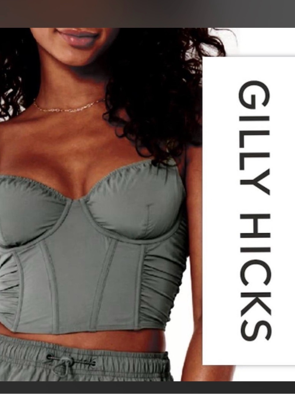 Gilly Hicks Hollister Corset Crop Top Smocked Back Ruched Bustier